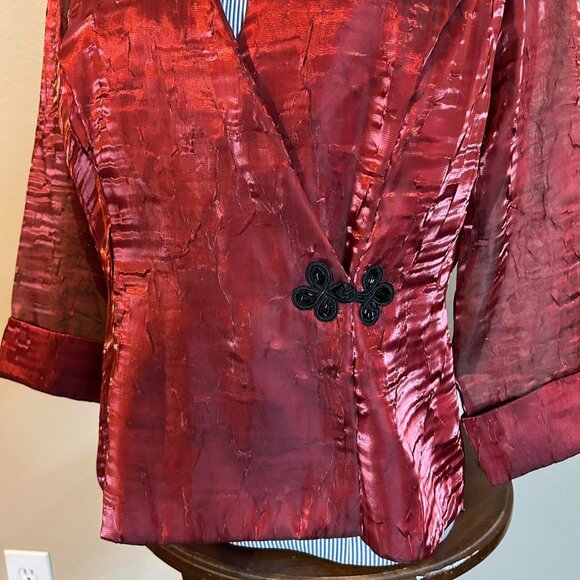 Vintage Alexandra Evenings Wear Burgundy Red Shimmery Sheer Large Top Gothic - Picture 3 of 8